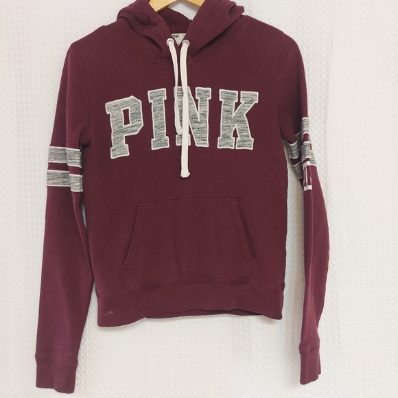 PINK pull over hoodie pink logo stripes - Picture 1 of 5